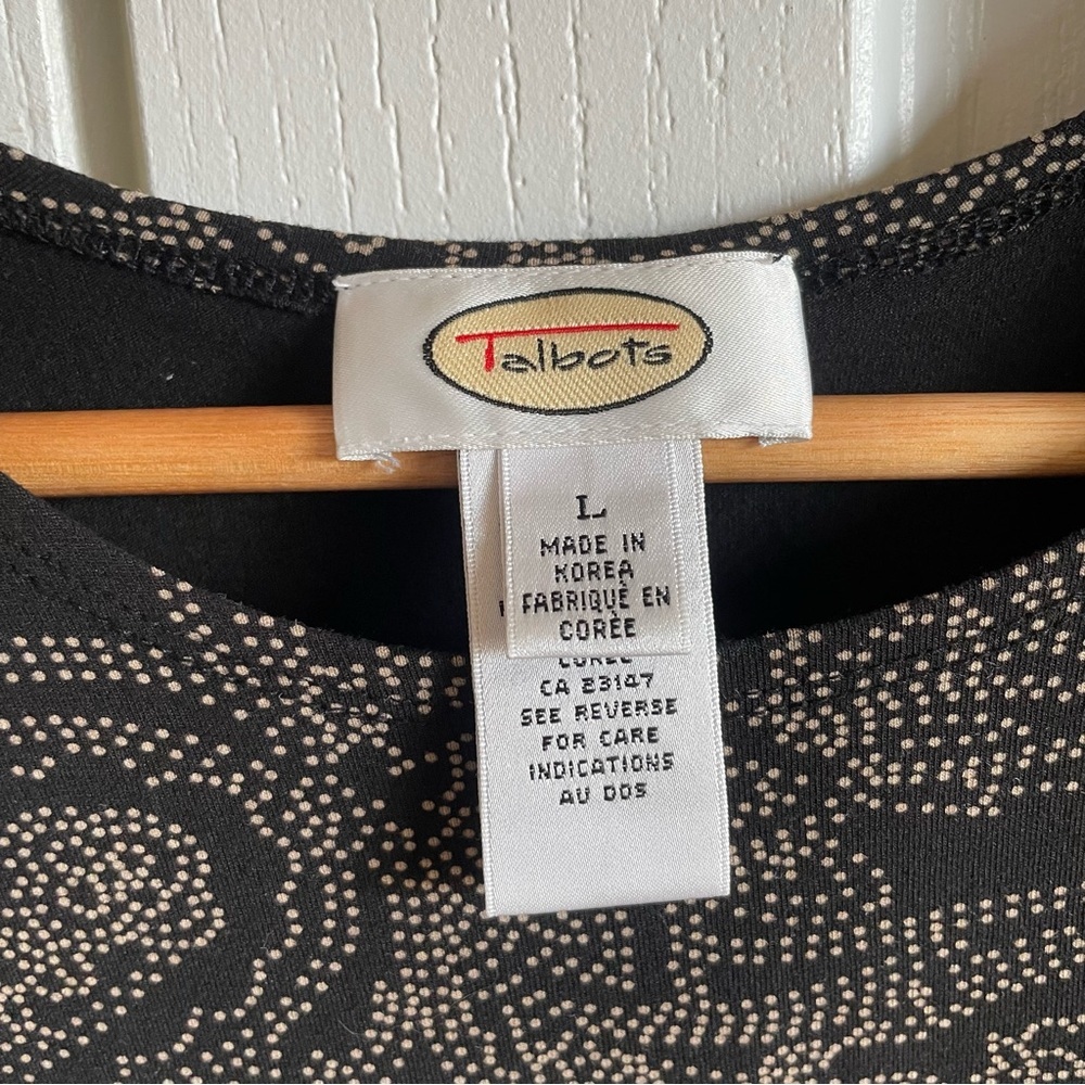 Talbots Paisley Print Short Sleeve Top Women’s Black Tan Stretch Casual Gorpcore - Picture 5 of 10
